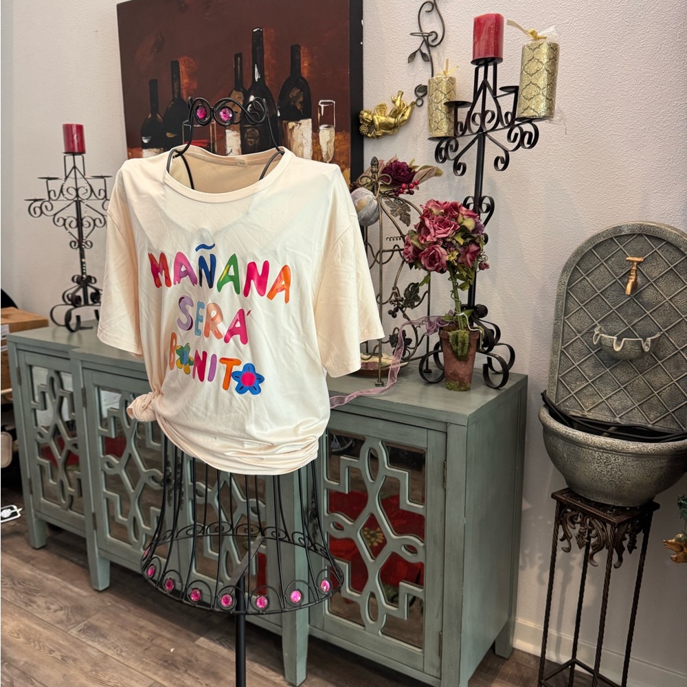 Red and White Relaxed Crop 3/4 Sleeve T-Shirt